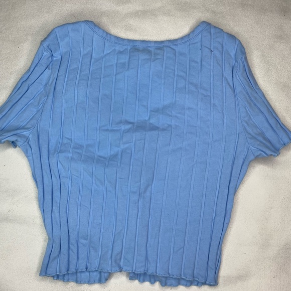 Shein Button Up Lettuce Edge Top & Button Up Rib-Knif Crop Top (Set of 2 Tops) - Picture 3 of 6